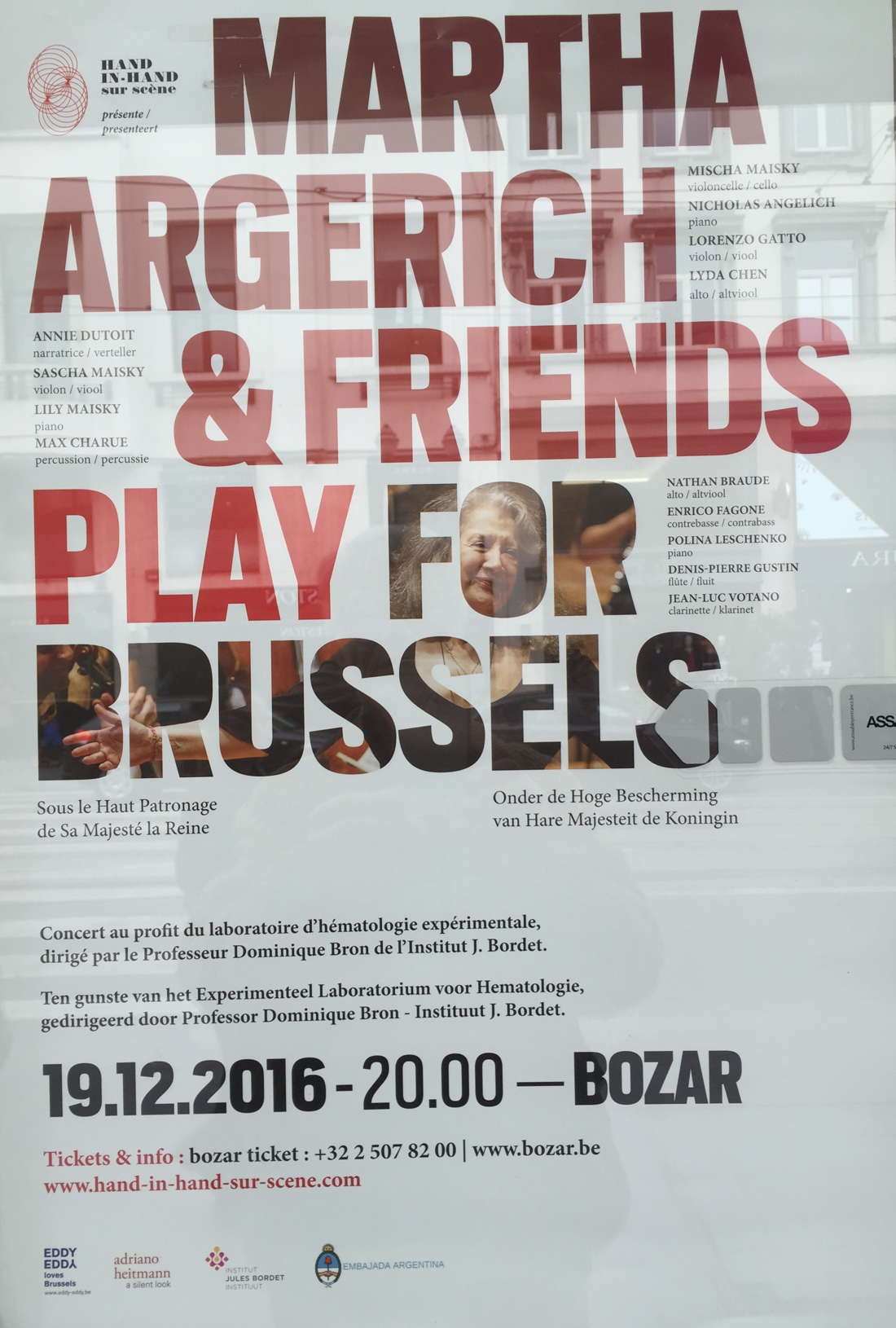 Affiche. Beaux-Arts. Martha Argerich & Friends Play for Brussels. 2016-12-19